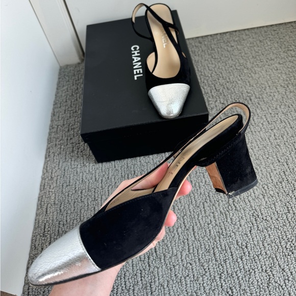 Chanel Toe Cap Slingback Heels - Picture 6 of 9